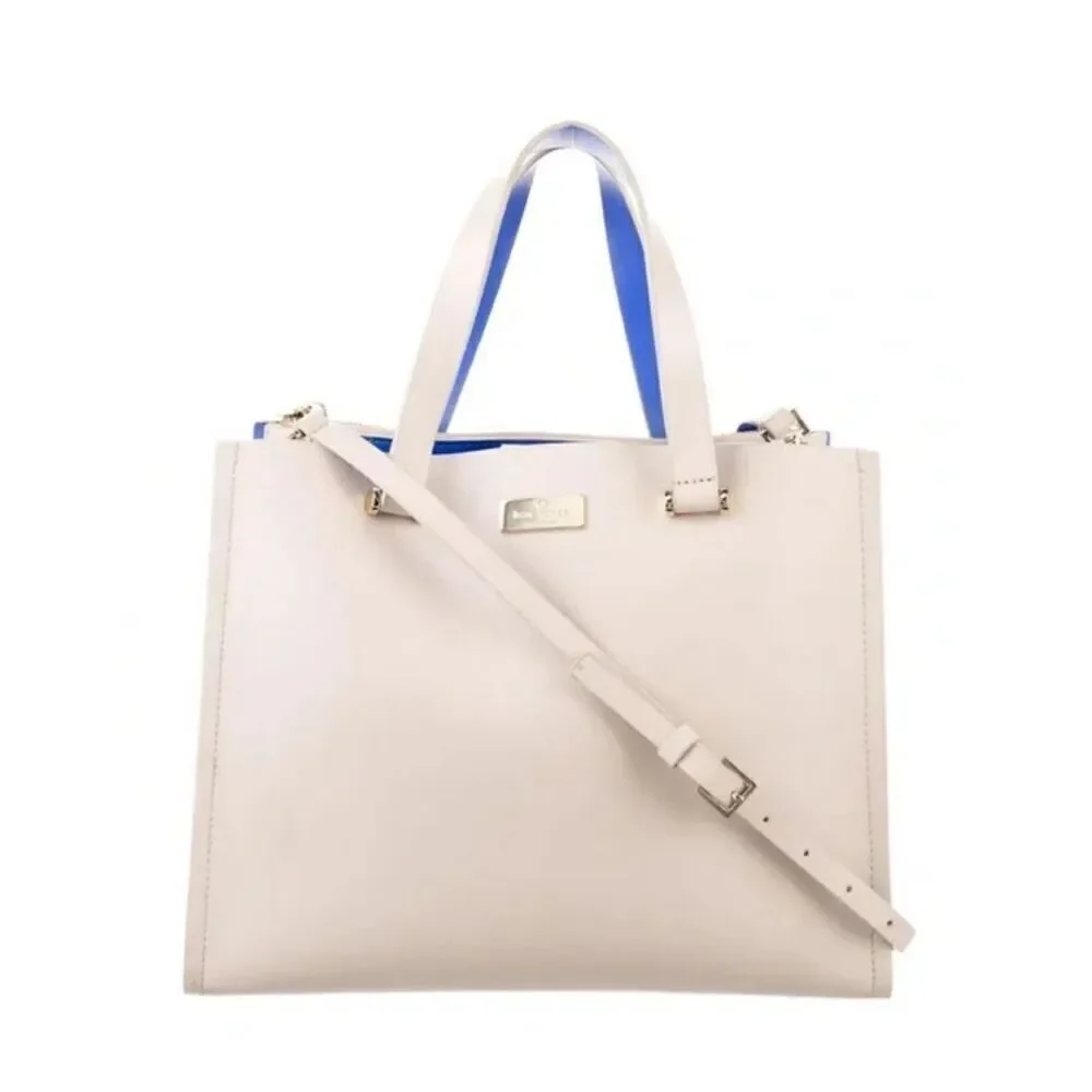 Kate Spade Pumice and Adventure Blue Arbour Hill Kyra‎ Convertible Leather Tote